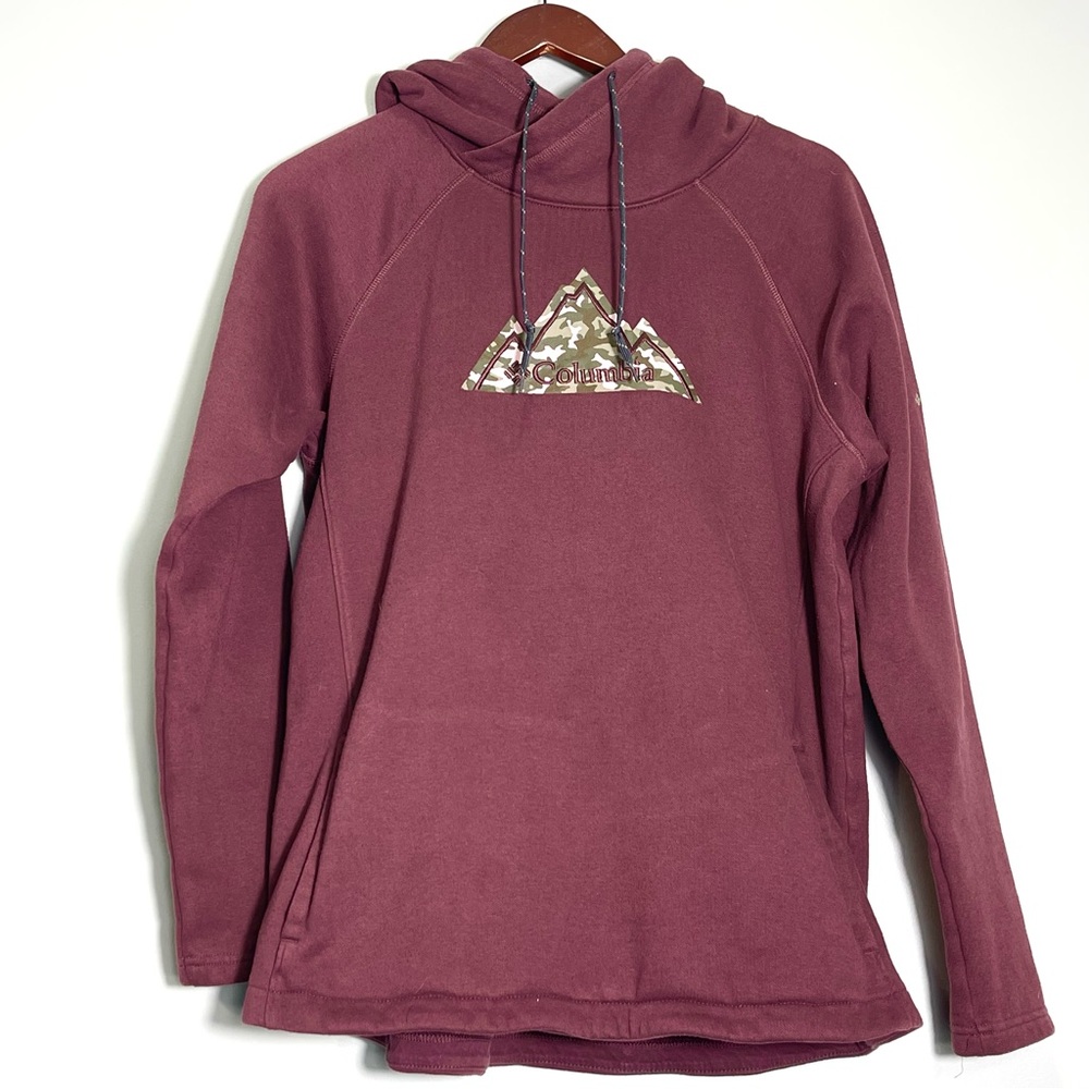 COLUMBIA Youth Hooded Sweatshirt Pockets Embriodered Graphic Logo Size Large